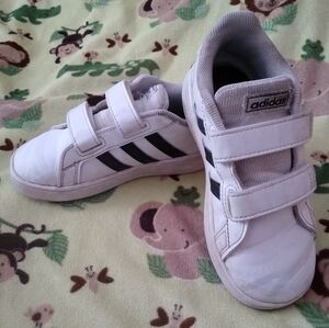 Adidas Shoes Size 10Toddler White With Black Stripes